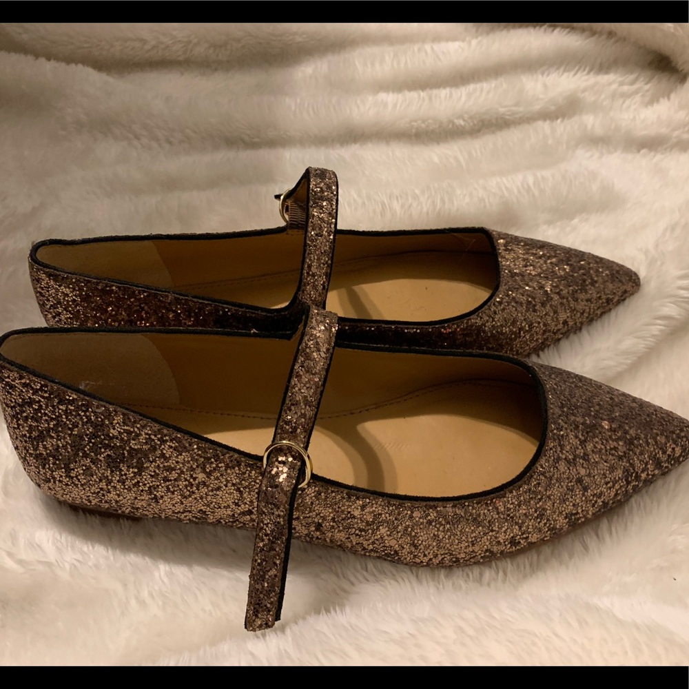 Jcrew rose gold Mary Jane flats